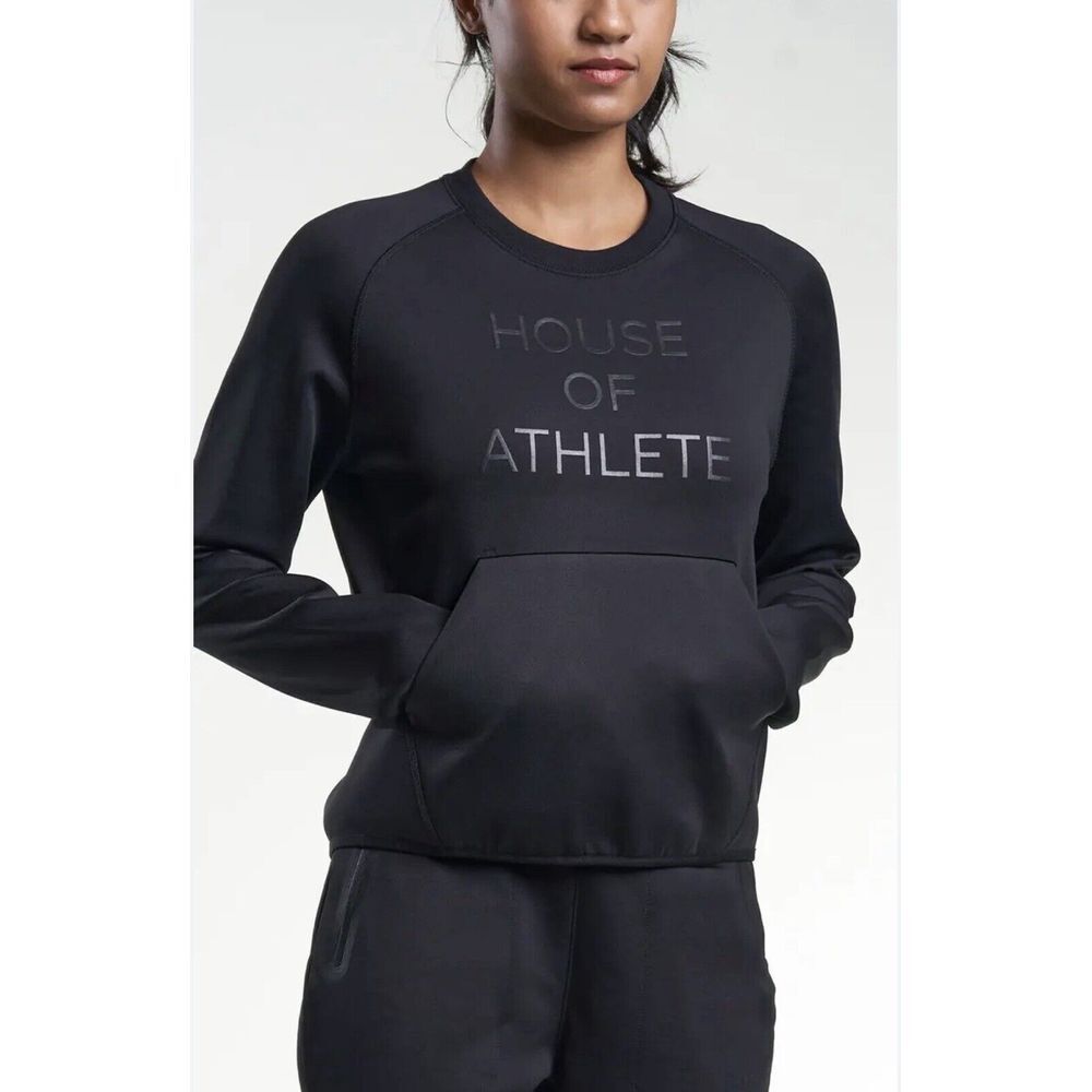 House Of Athlete Unisex Tech Fleece Logo Crewneck Black Sweater Value Price $149